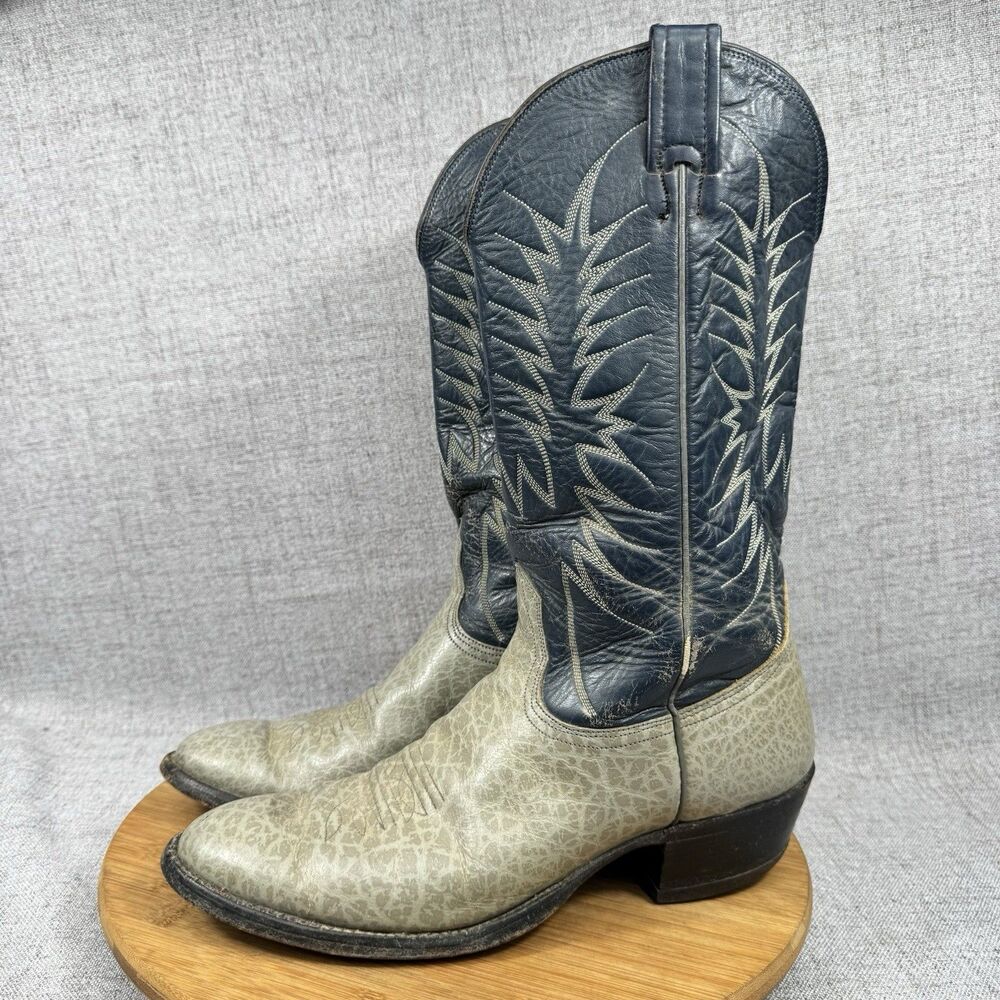 Vintage Nocona Western Boots Men's 10 D Cowboy Leather - Picture 2 of 9